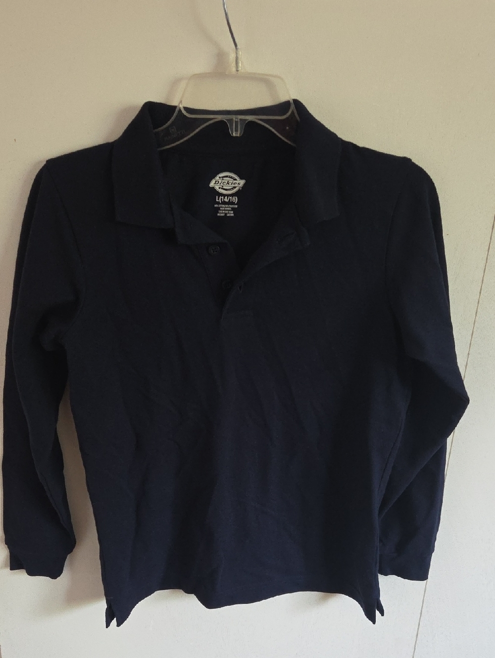 Large Boys Navy Long Sleeve Collared Shirt